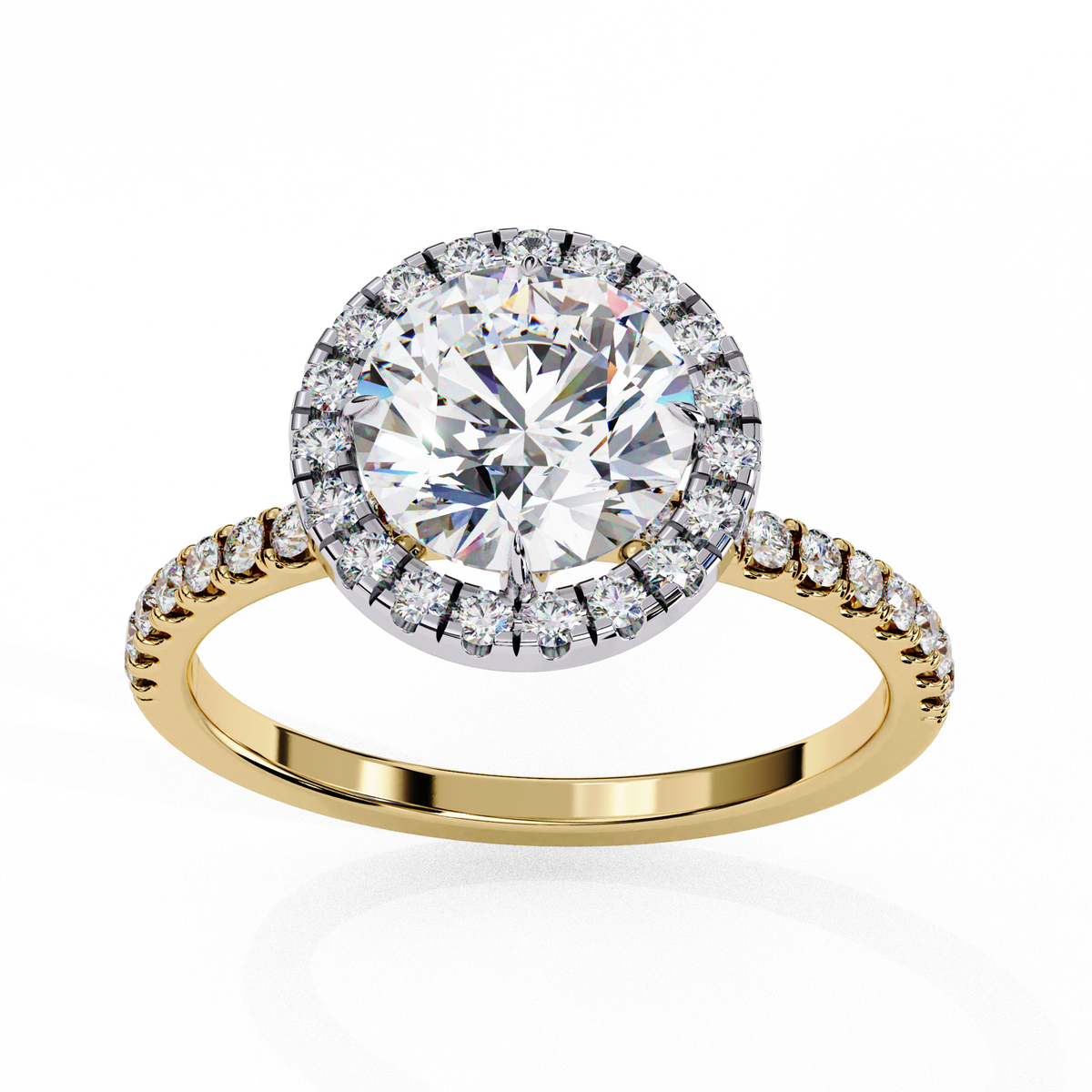 Aurora Solitaire Halo Ring
