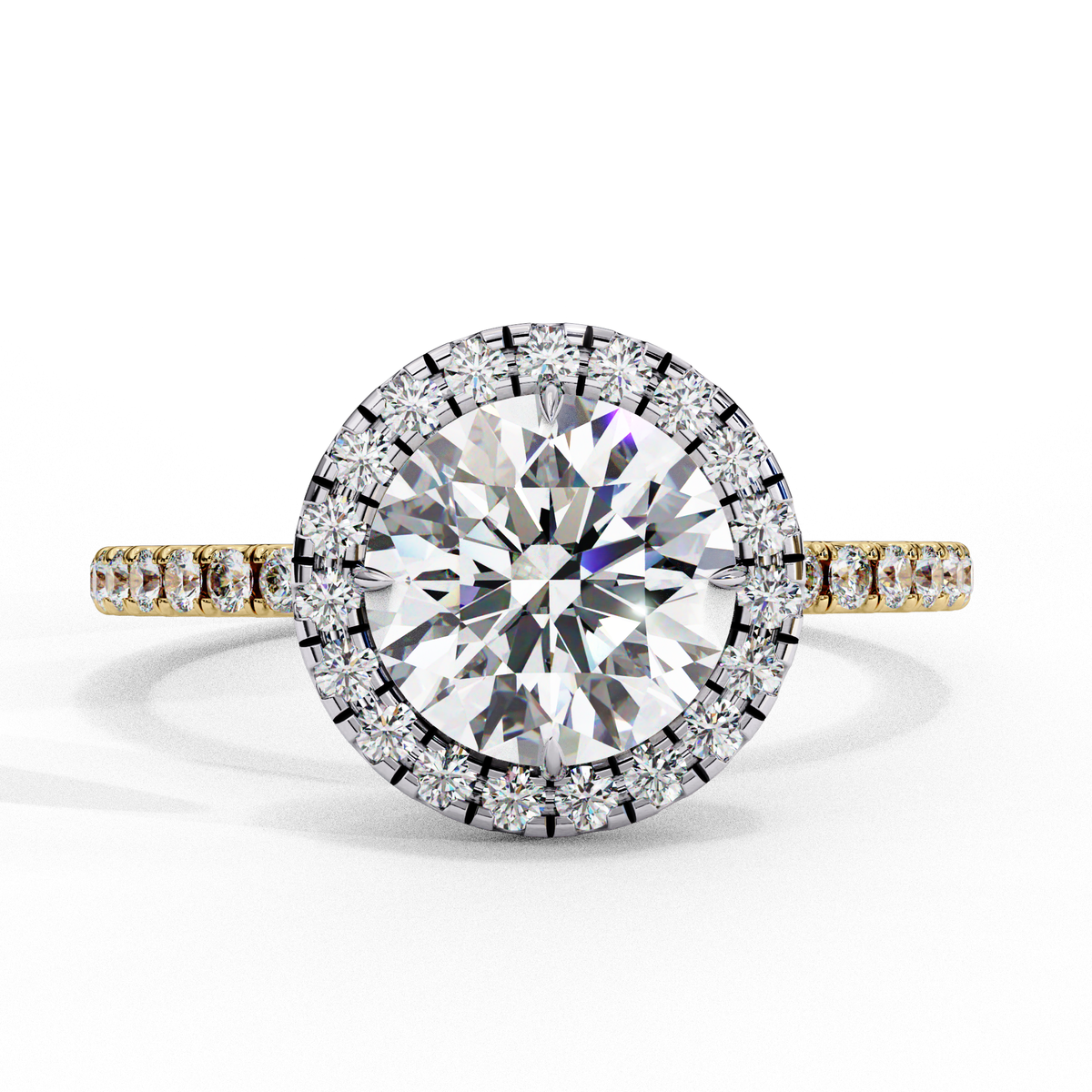 Aurora Solitaire Halo Ring